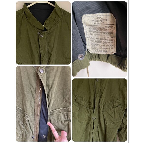Vintage Army Military Chemical Warfare Cargo Jacket Protective Wear Size Medium - Picture 2 of 6